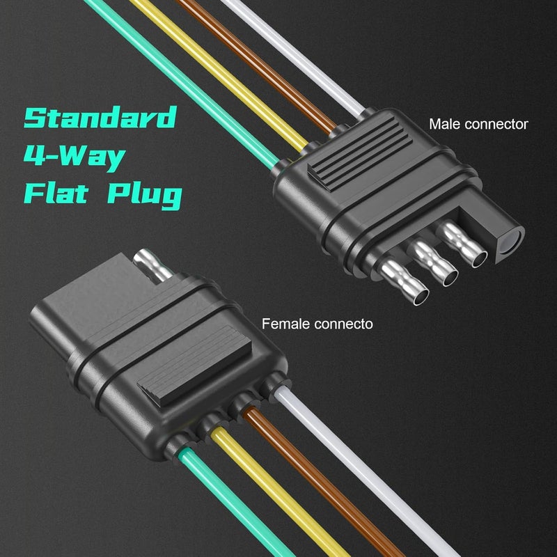 Nityrish 4 Pin Trailer Connector Harness Extension 80 Inch, 16AWG 4 Way Trailer Plug Flat Wire Extender, Male to Female Trailer Light Connector for Hitch, Utility, Boat, or RV Trailers - Image 4